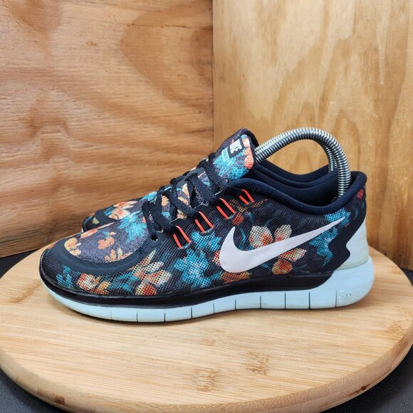 Nike Womens Free 5.0 Photosynthesis Blue Floral Running Shoes Sneakers Size 7.5 - Picture 5 of 11